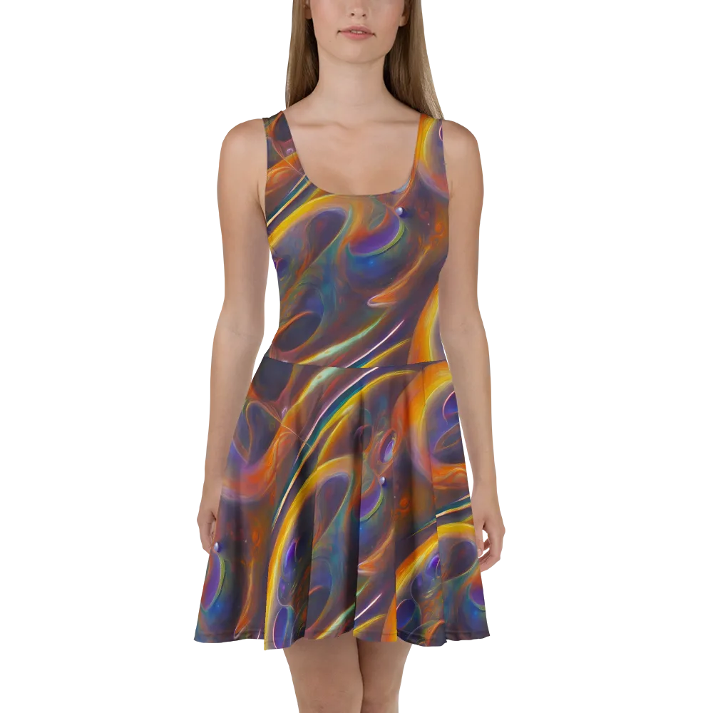 Pre-Raphaelite Ripple on Skater Dress — Front