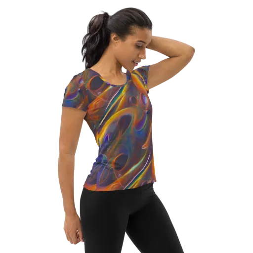 Pre-Raphaelite Ripple on a Women's Athletic T-Shirt