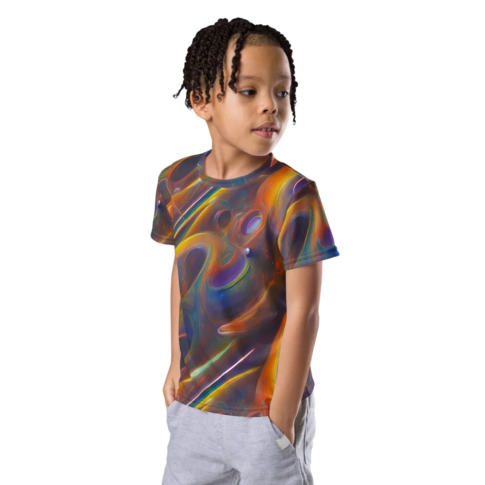Pre-Raphaelite Ripple on Kids Crew Neck T-Shirt — Left Front