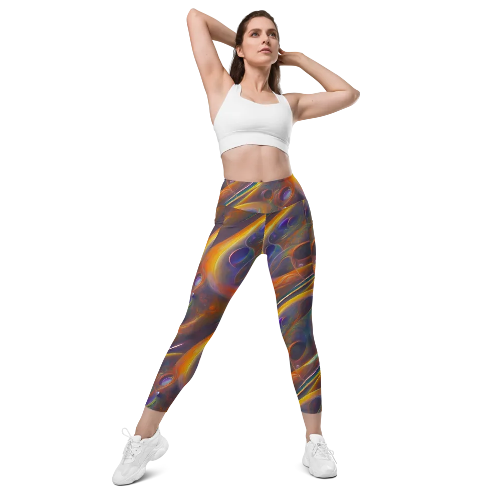 Pre-Raphaelite Ripple on Leggings with Pockets — Front