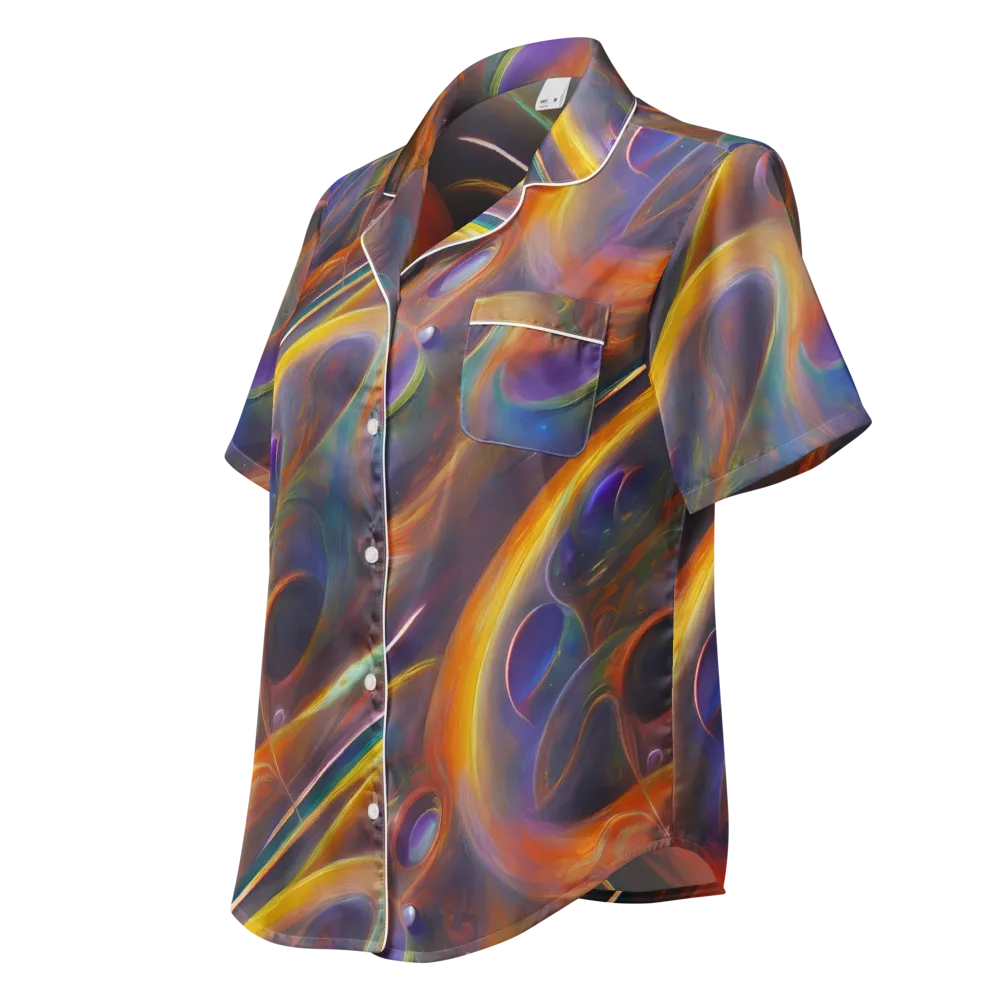 Pre-Raphaelite Ripple on Women's Short Sleeve Pajama Top — Left Front
