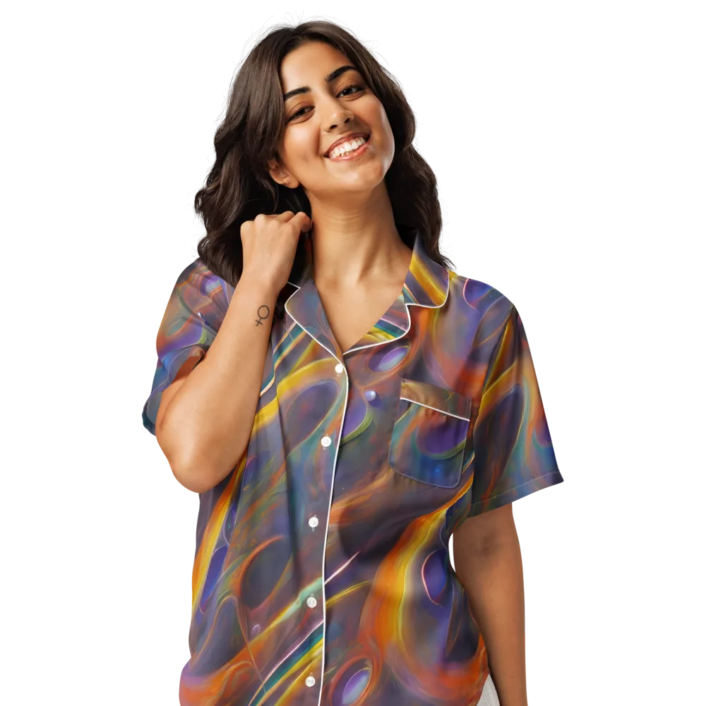 Pre-Raphaelite Ripple on Women's Short Sleeve Pajama Top — Front