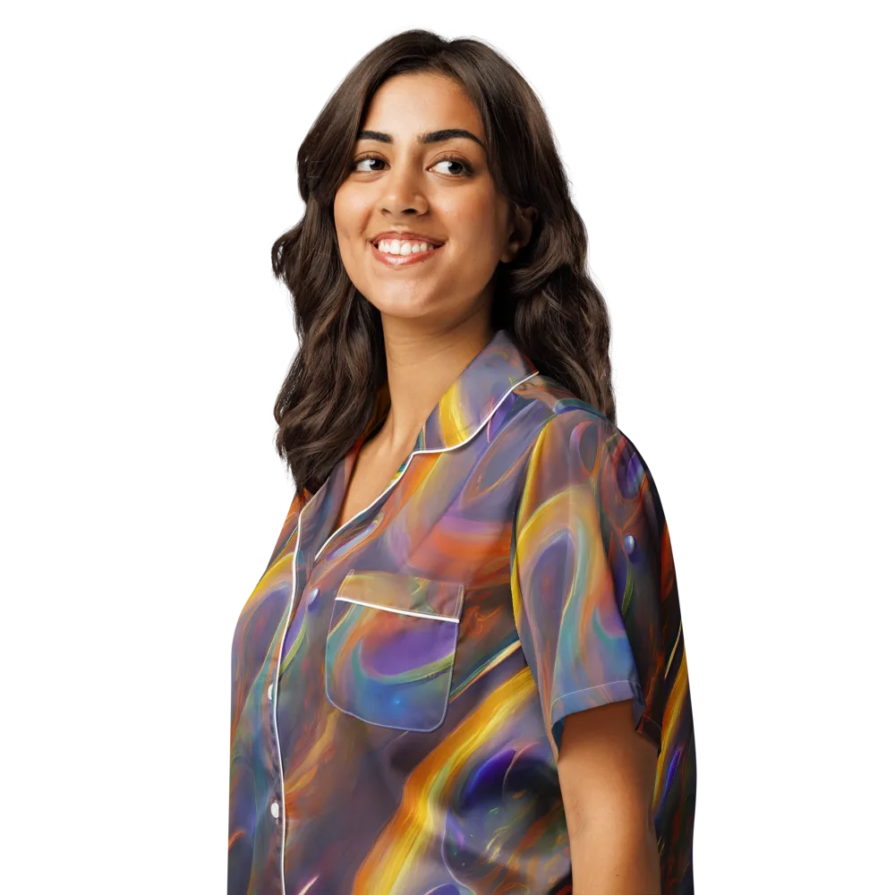 Pre-Raphaelite Ripple on Women's Short Sleeve Pajama Top — Left Front