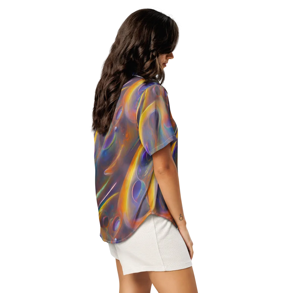 Pre-Raphaelite Ripple on Women's Short Sleeve Pajama Top — Right Back