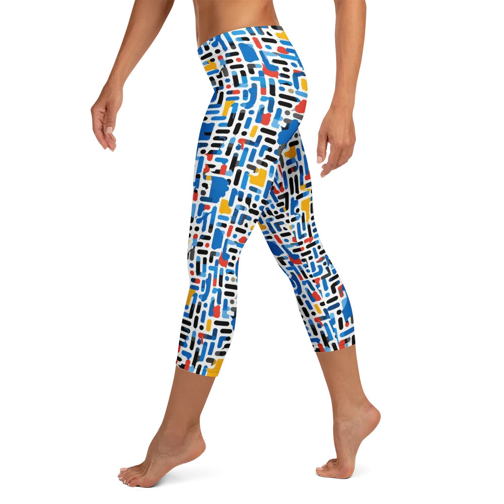 Cobalt Counterpoint on Capri Leggings — Left