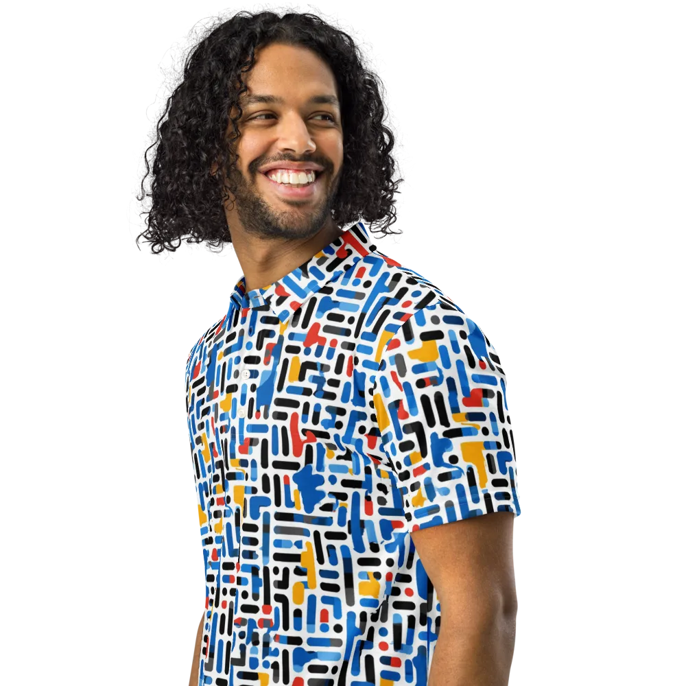 Cobalt Counterpoint on Men's Slim Fit Polo Shirt — Left Front