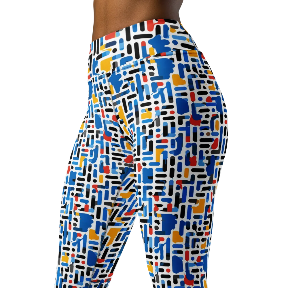 Cobalt Counterpoint on Yoga Leggings — Left Front