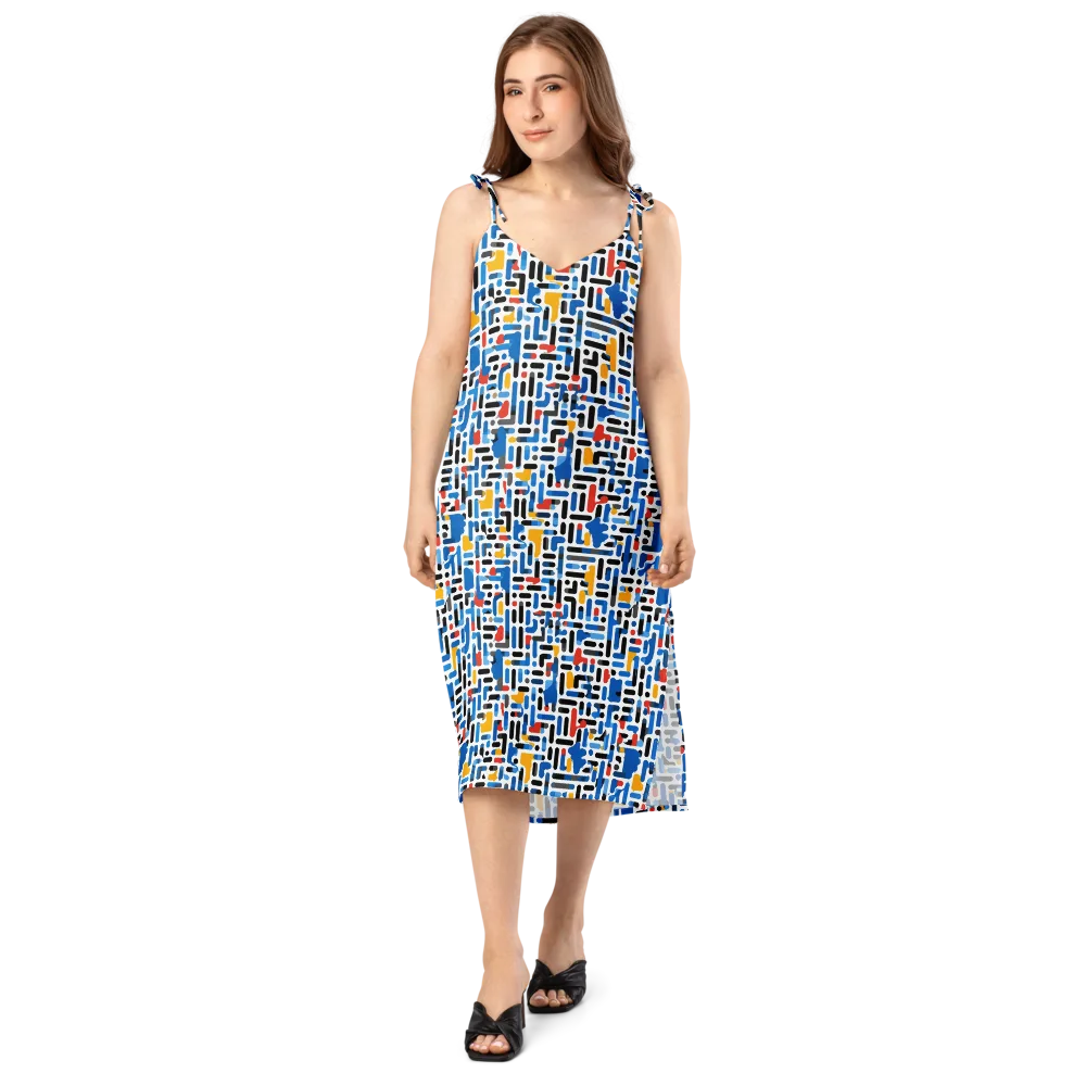 Cobalt Counterpoint on Slip Dress — Front