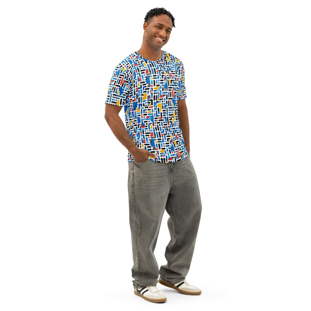 Cobalt Counterpoint on Men's Cotton Crew Neck T-Shirt — Right Front