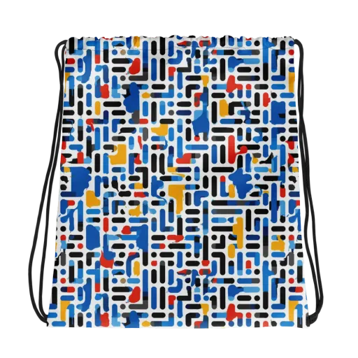 Cobalt Counterpoint on a Drawstring Bag