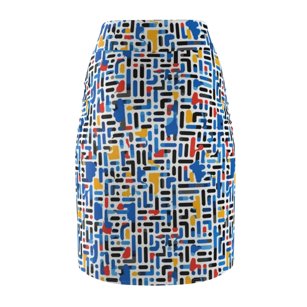 Cobalt Counterpoint on Pencil Skirt — Back