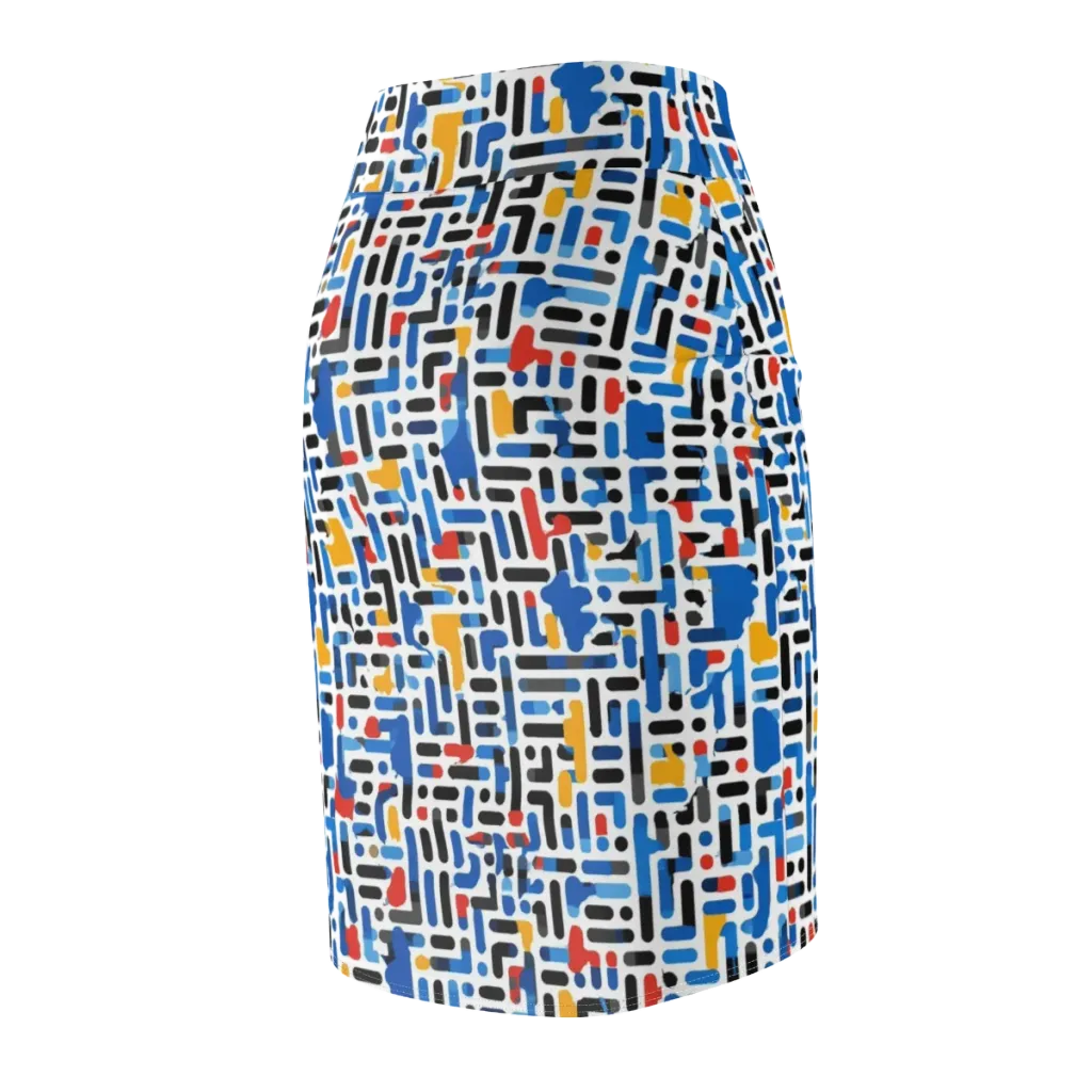 Cobalt Counterpoint on Pencil Skirt — Back Side