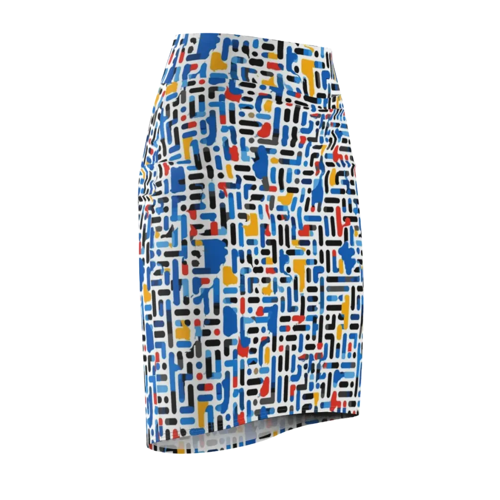 Cobalt Counterpoint on Pencil Skirt — Front Side