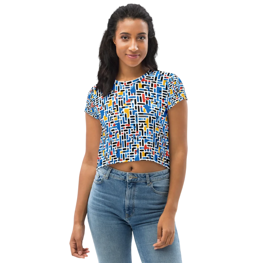 Cobalt Counterpoint on Crop Tee — Front