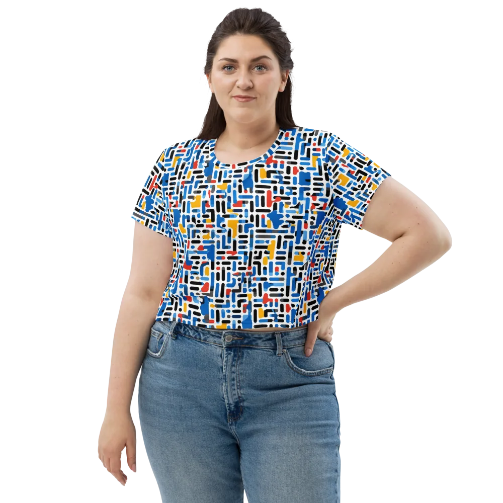 Cobalt Counterpoint on Crop Tee — Front
