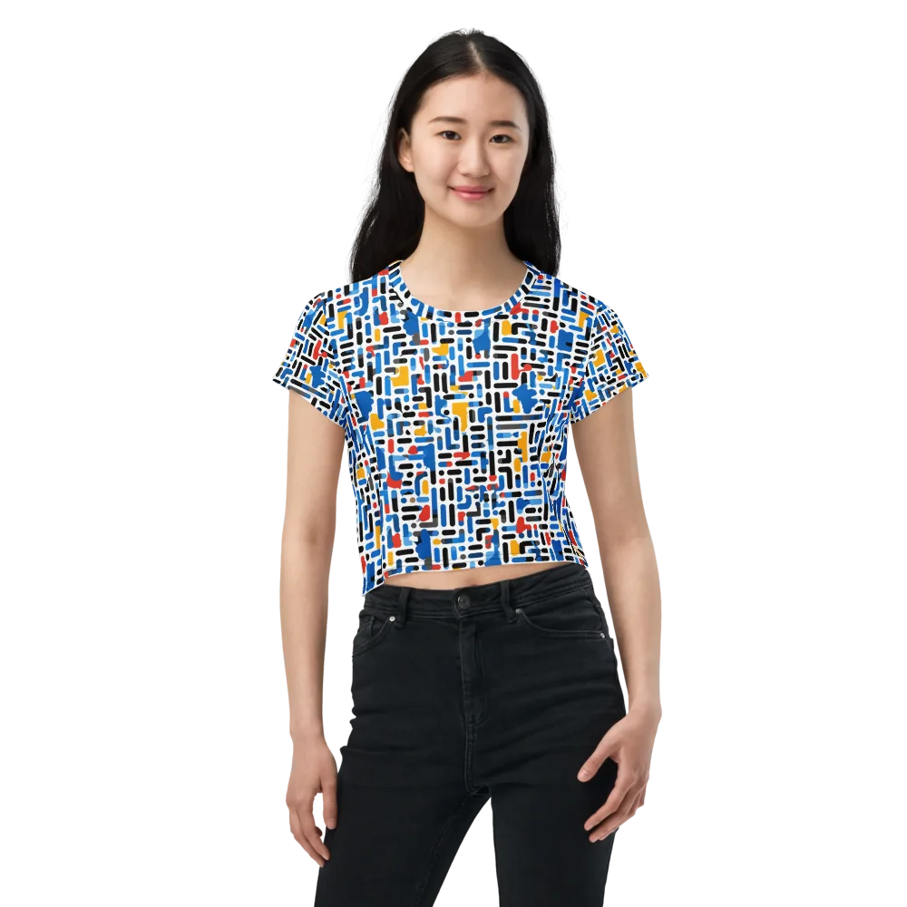 Cobalt Counterpoint on Crop Tee — Front
