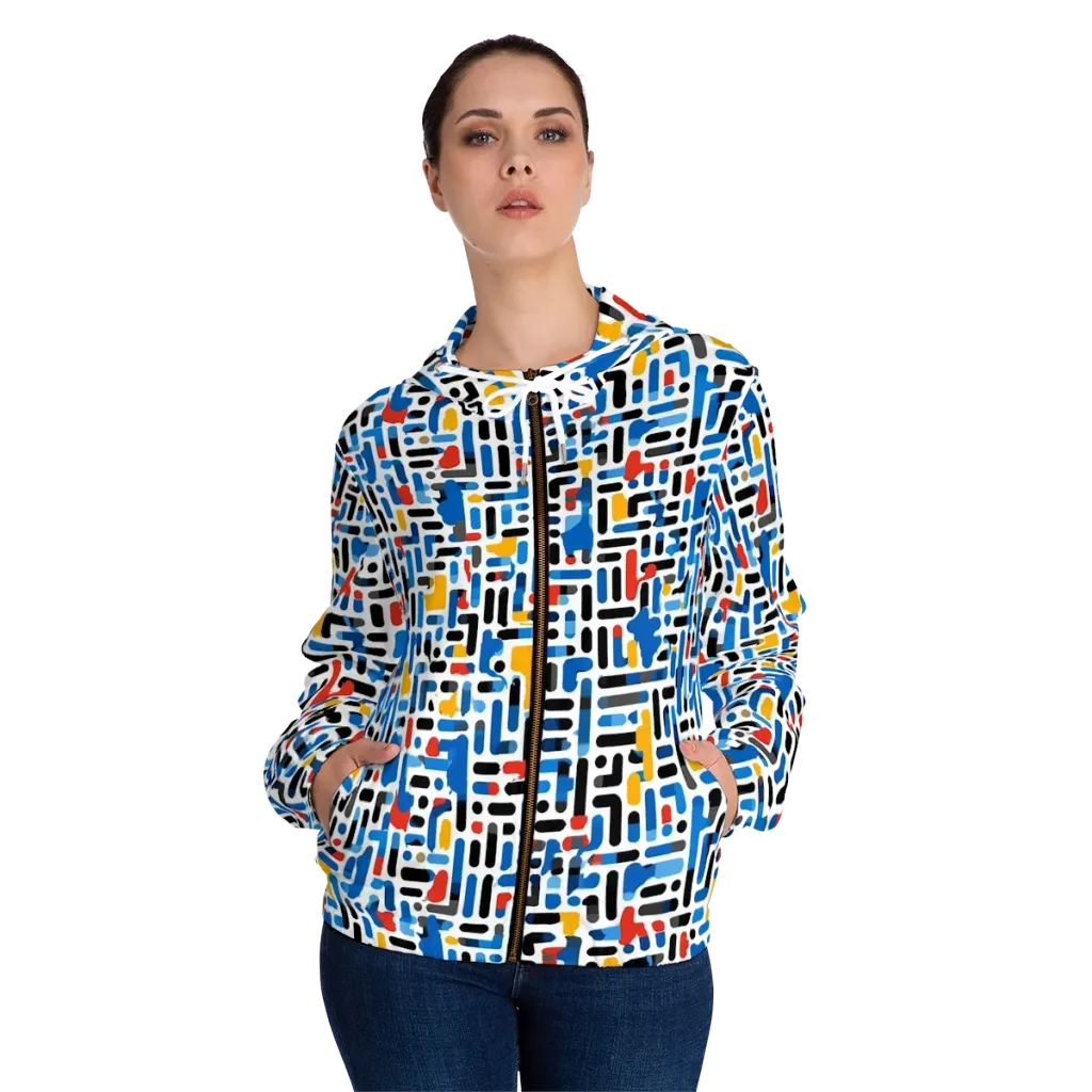 Cobalt Counterpoint on Women's Full-Zip Hoodie — Front On Person