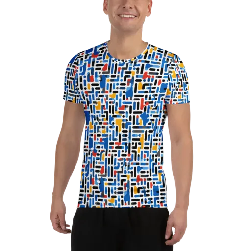 Cobalt Counterpoint on a Men's Athletic T-Shirt