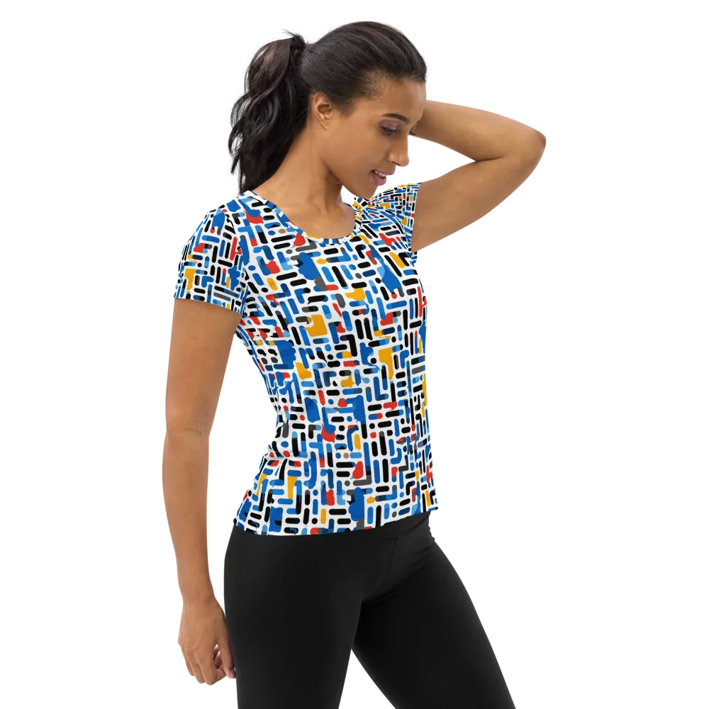 Cobalt Counterpoint on Women's Athletic T-Shirt — Right