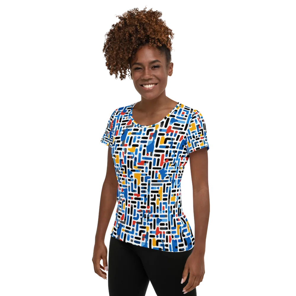 Cobalt Counterpoint on Women's Athletic T-Shirt — Left