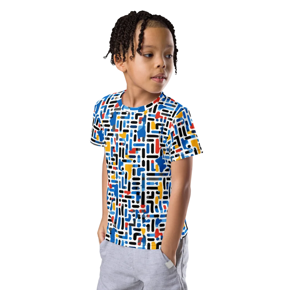 Cobalt Counterpoint on Kids Crew Neck T-Shirt — Left Front