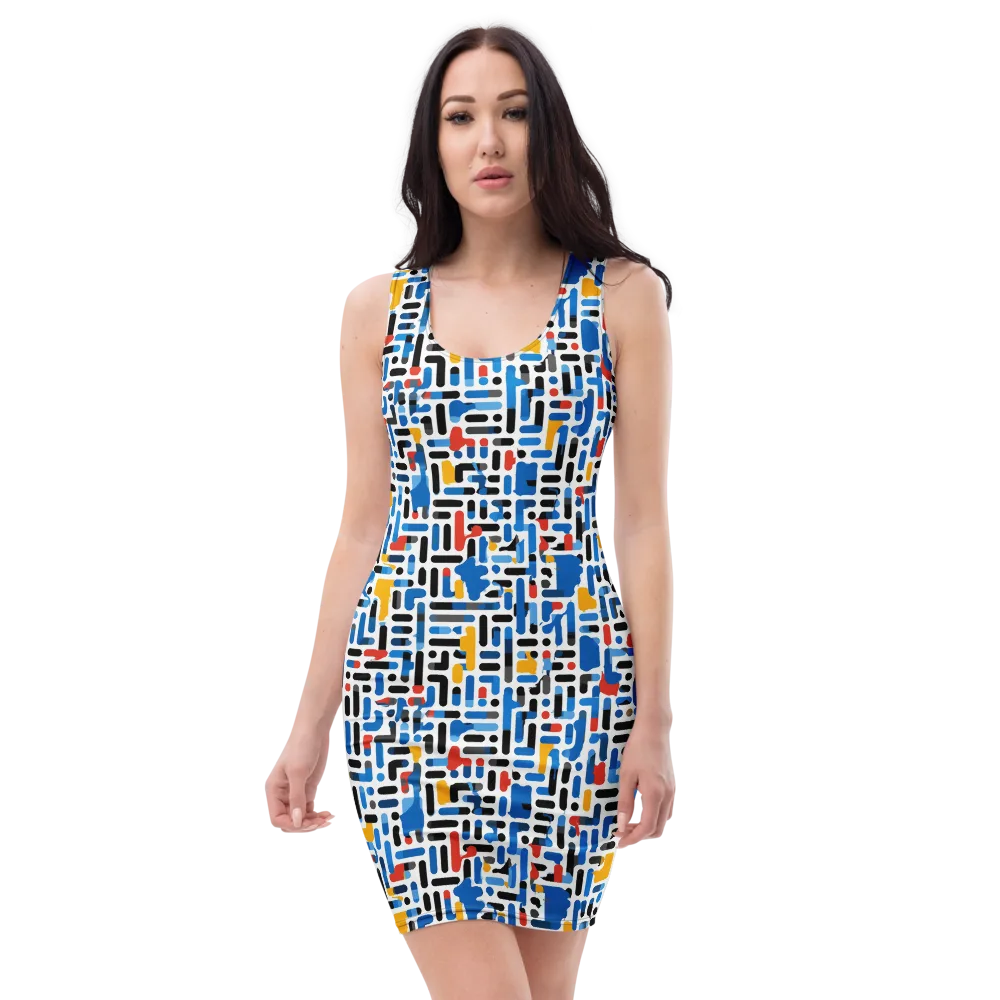 Cobalt Counterpoint on Bodycon Dress — Front