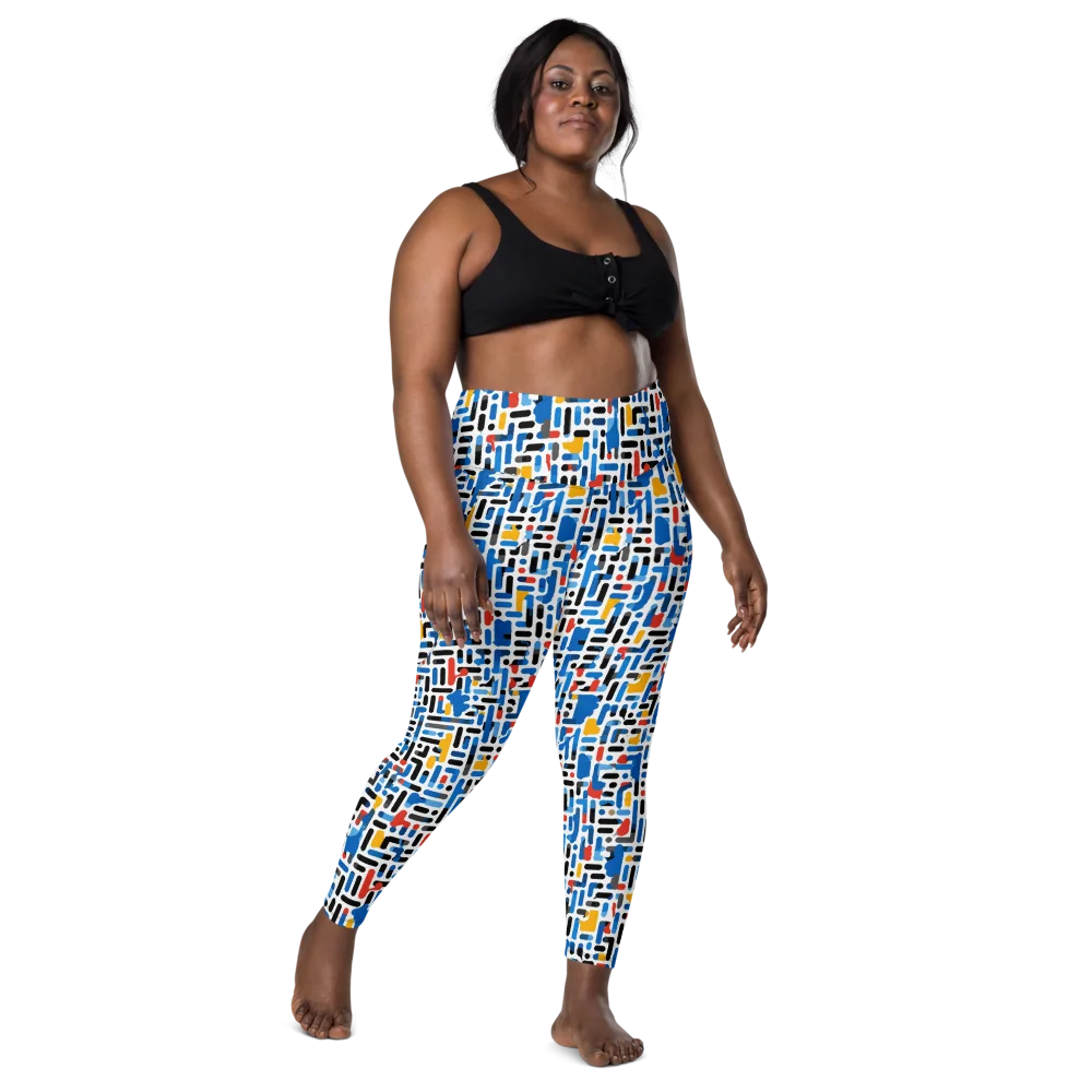Cobalt Counterpoint on Leggings with Pockets — Front