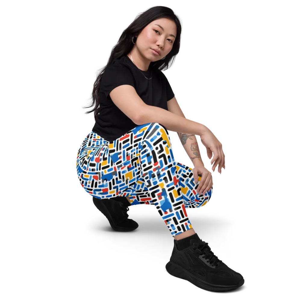 Cobalt Counterpoint on Leggings with Pockets — Right Front