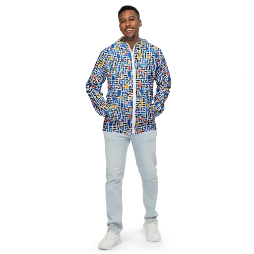 Cobalt Counterpoint on a Men's Windbreaker