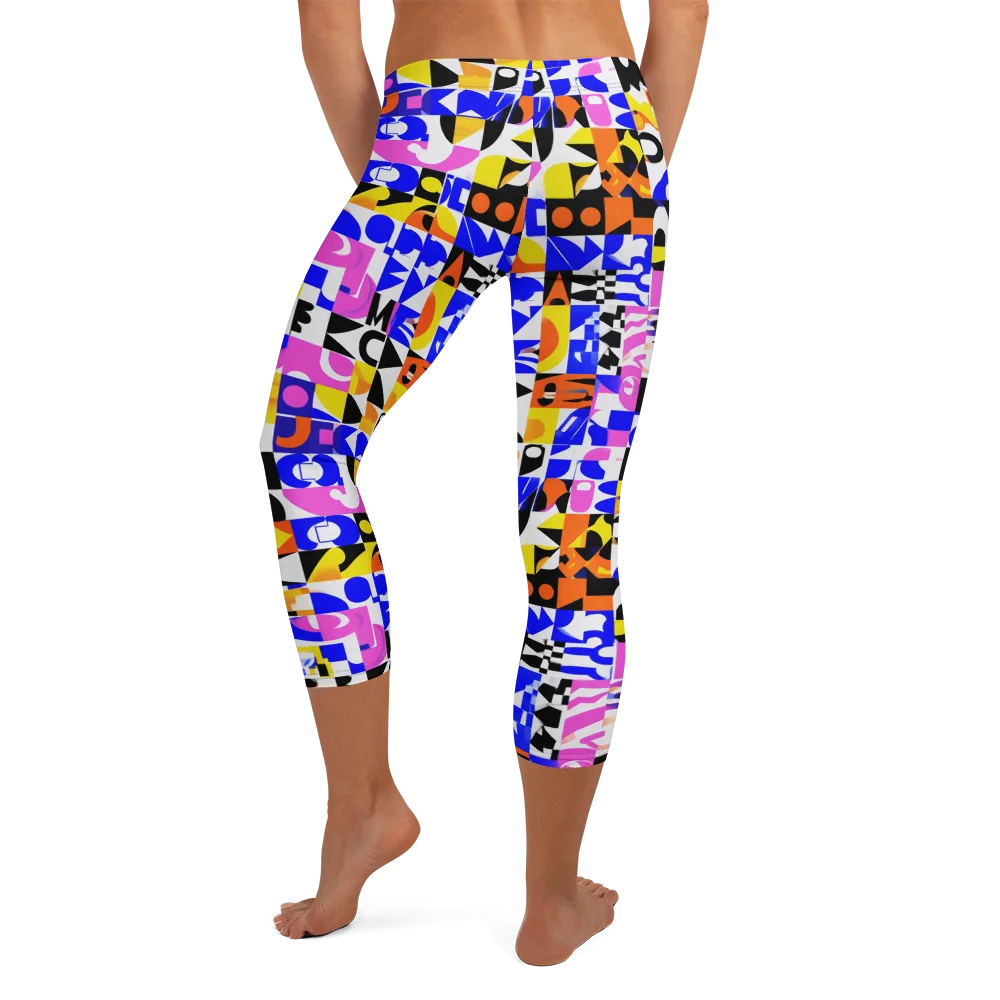 Chromatic Glyph Grid on Capri Leggings — Back