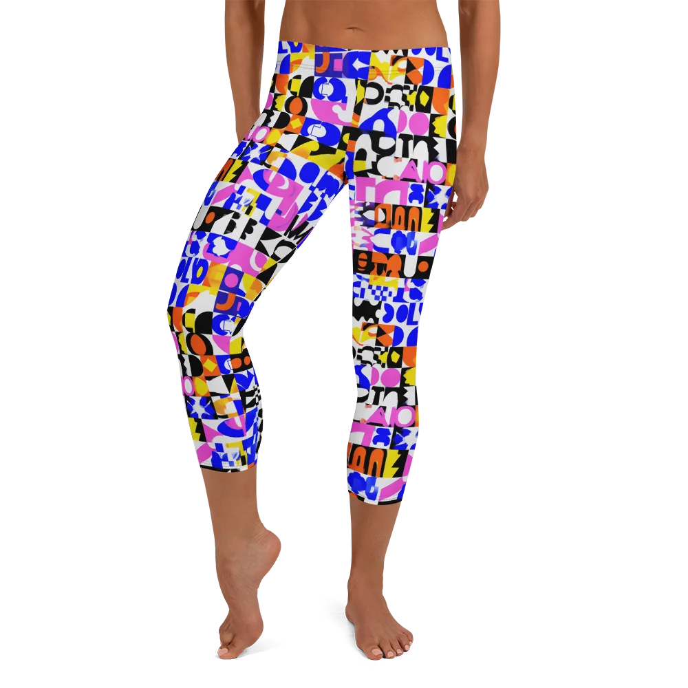 Chromatic Glyph Grid on Capri Leggings — Front