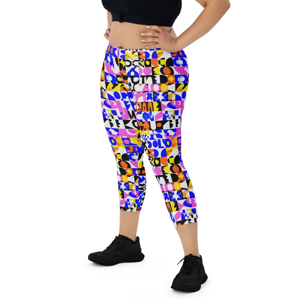 Chromatic Glyph Grid on Capri Leggings — Front