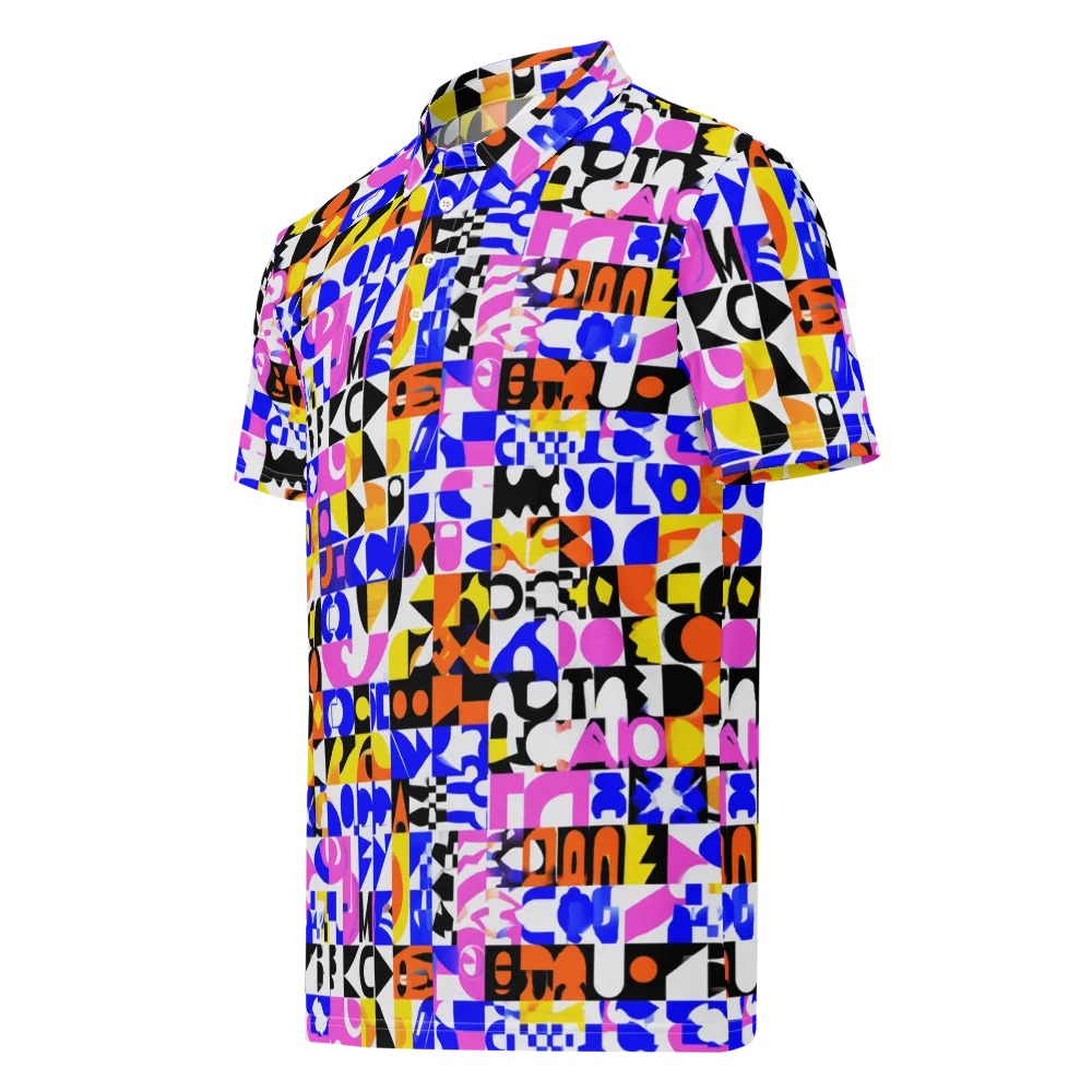 Chromatic Glyph Grid on Men's Slim Fit Polo Shirt — Left Front