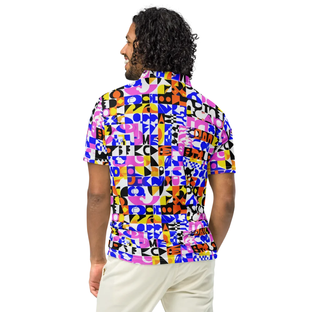 Chromatic Glyph Grid on Men's Slim Fit Polo Shirt — Back