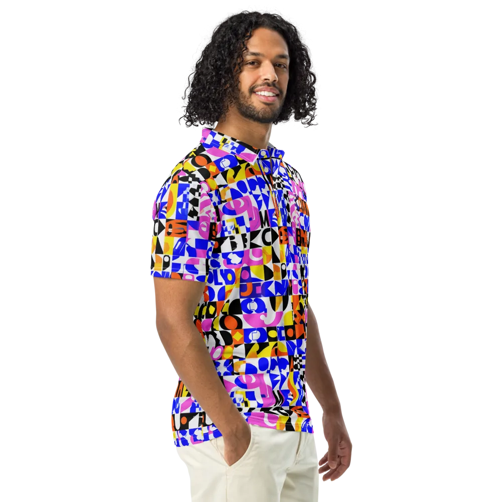 Chromatic Glyph Grid on Men's Slim Fit Polo Shirt — Right Front