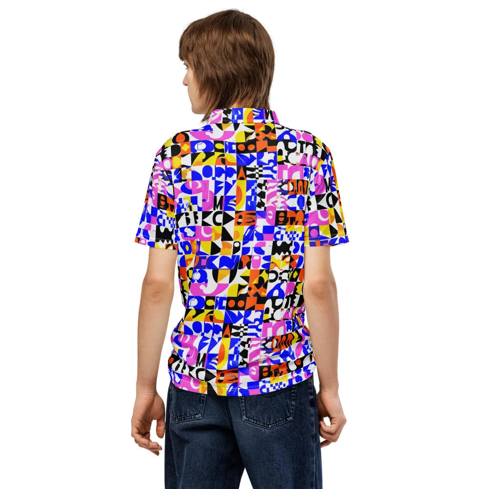 Chromatic Glyph Grid on Men's Slim Fit Polo Shirt — Back