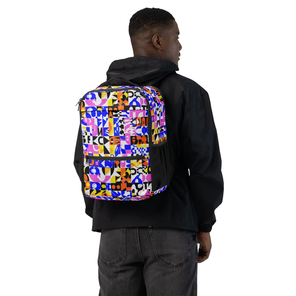 Chromatic Glyph Grid on Utility Backpack — Back