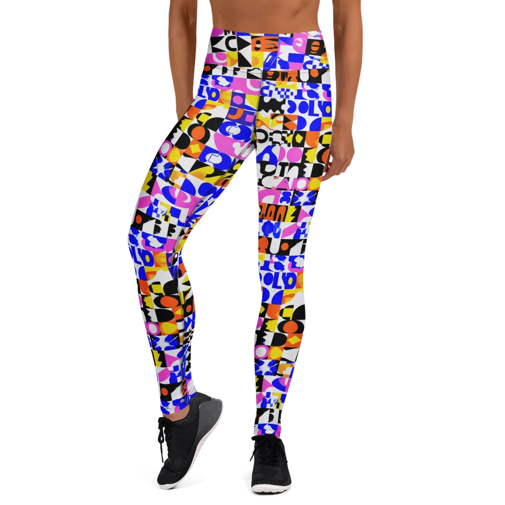 Chromatic Glyph Grid on Yoga Leggings — Front