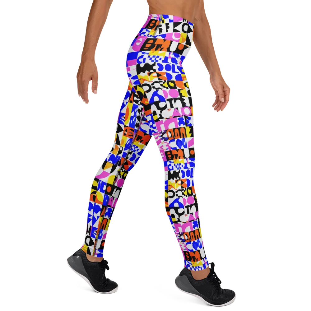 Chromatic Glyph Grid on Yoga Leggings — Right