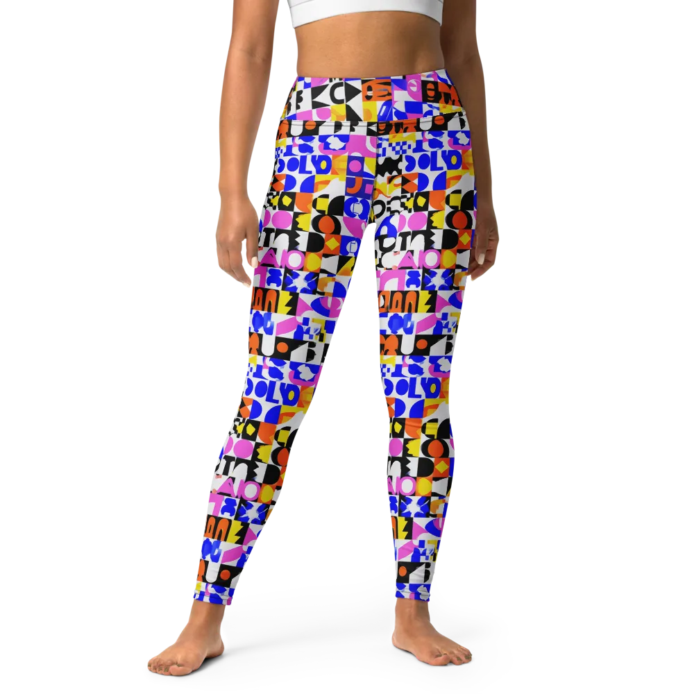 Chromatic Glyph Grid on Yoga Leggings — Front