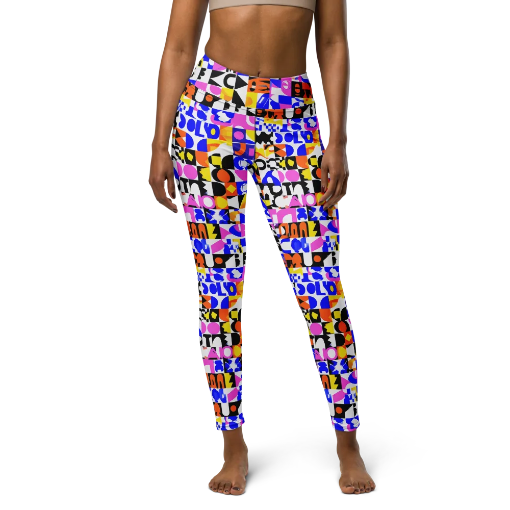 Chromatic Glyph Grid on Yoga Leggings — Front