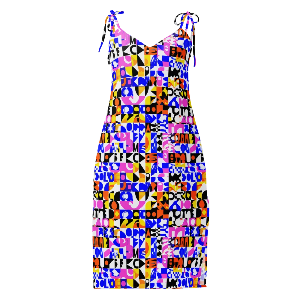 Chromatic Glyph Grid on Slip Dress — Front