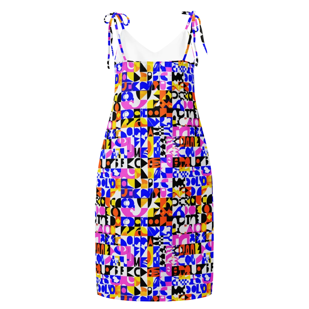 Chromatic Glyph Grid on Slip Dress — Back