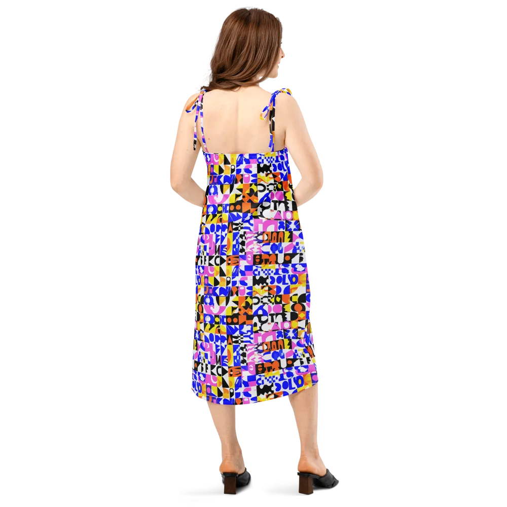 Chromatic Glyph Grid on Slip Dress — Back