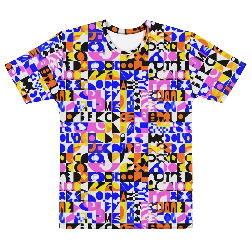 Chromatic Glyph Grid on Men's Cotton Crew Neck T-Shirt — Front