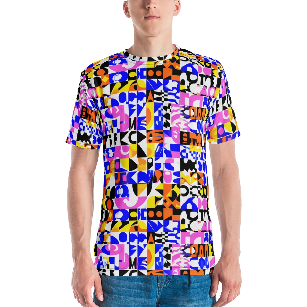 Chromatic Glyph Grid on Men's Crew Neck T-Shirt — Front