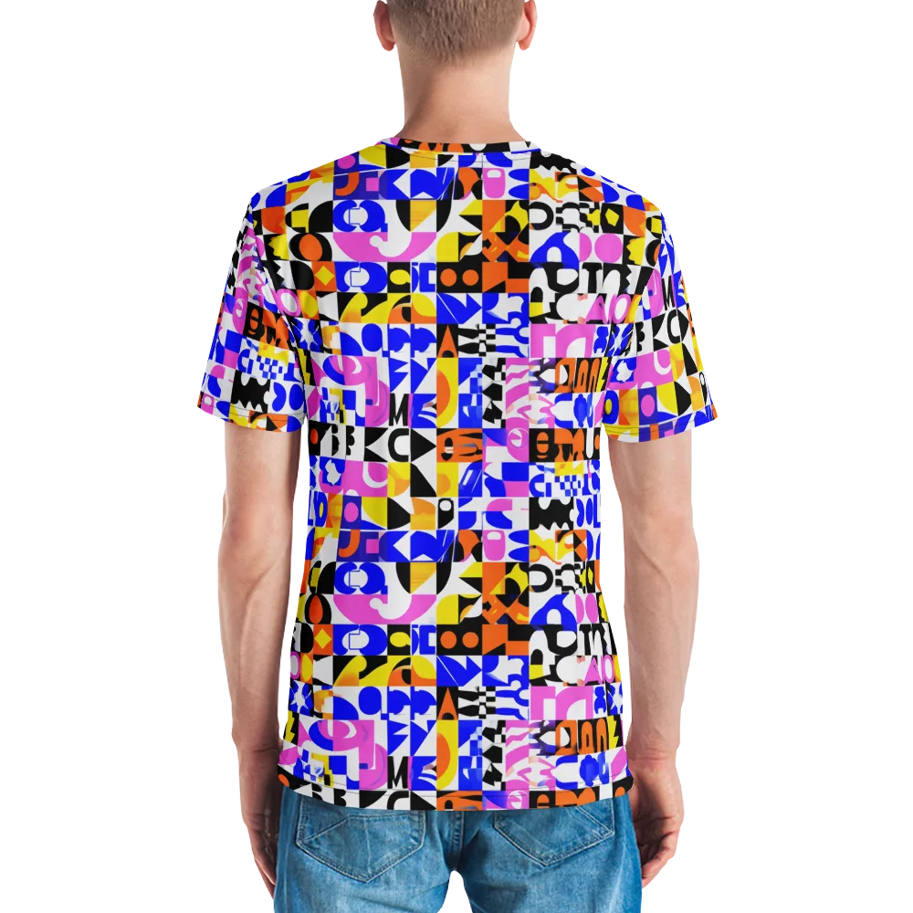 Chromatic Glyph Grid on Men's Crew Neck T-Shirt — Back