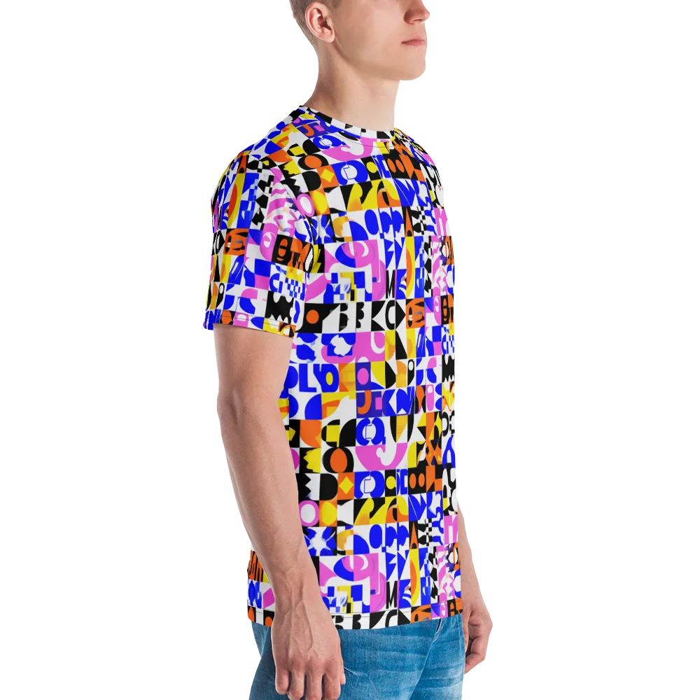 Chromatic Glyph Grid on Men's Crew Neck T-Shirt — Right
