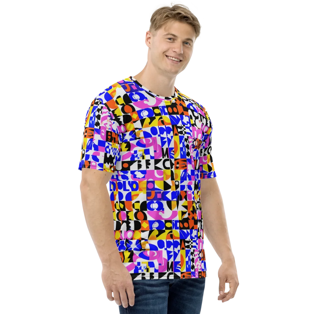 Chromatic Glyph Grid on Men's Crew Neck T-Shirt — Right