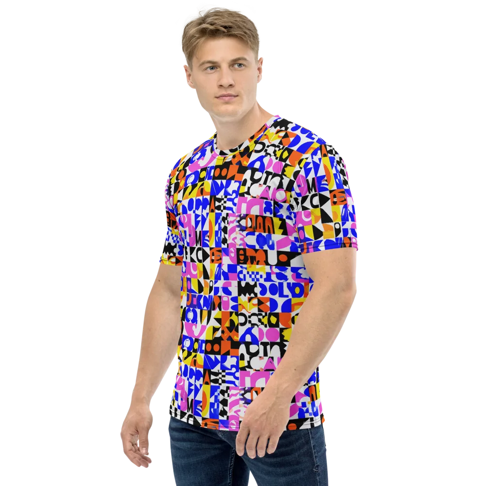 Chromatic Glyph Grid on Men's Crew Neck T-Shirt — Left